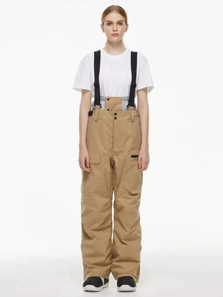 Women's Loose Fit Snow Bibs Pants Winter Snowboard Overalls