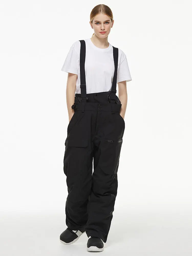 Women's Loose Fit Snow Bibs Pants Winter Snowboard Overalls