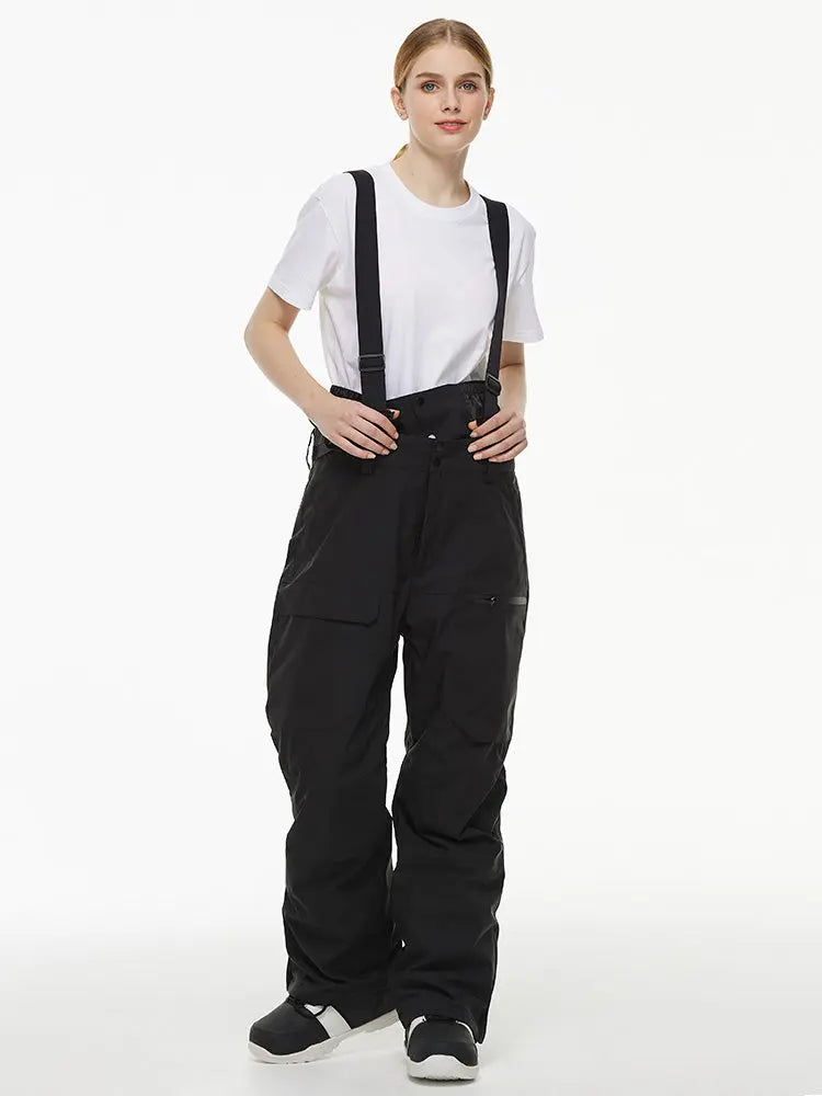 Women's Loose Fit Snow Bibs Pants Winter Snowboard Overalls