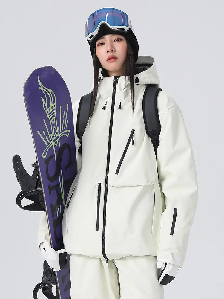 Women's Solid Color Snow Jacket Insulated Skiing Clothing