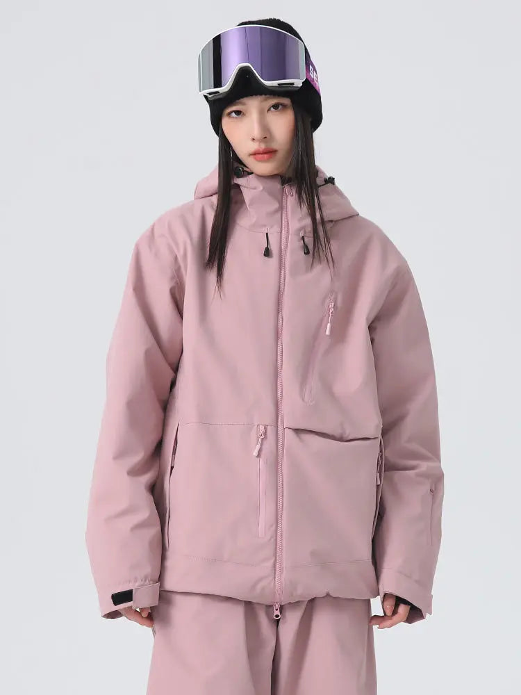 Women's Solid Color Snow Jacket Insulated Skiing Clothing