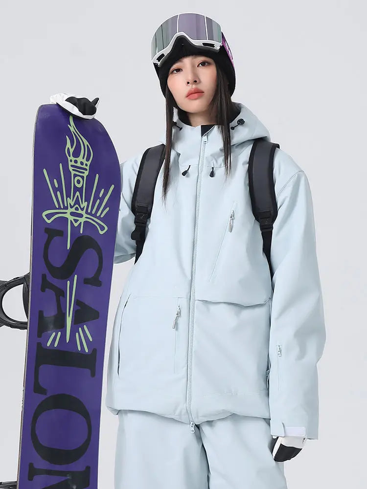 Women's Solid Color Snow Jacket Insulated Skiing Clothing