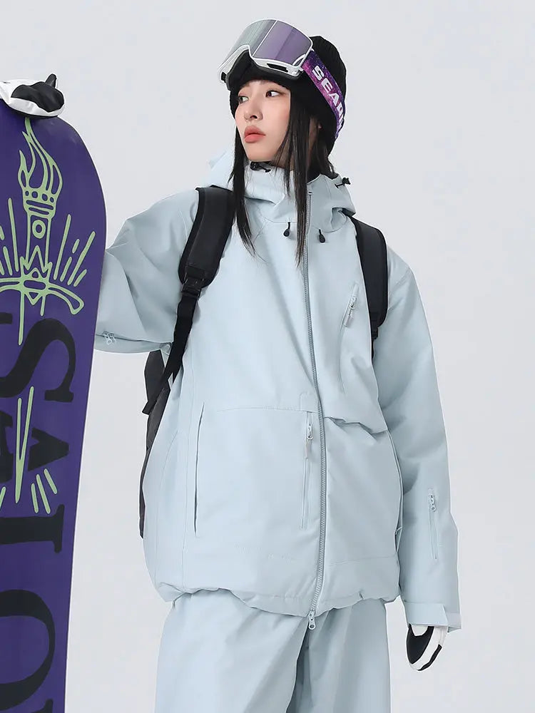 Women's Solid Color Snow Jacket Insulated Skiing Clothing