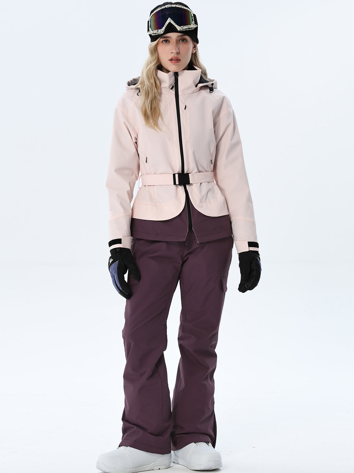 Women's Two-Tone Ski Outfit with Adjustable Waist Belt